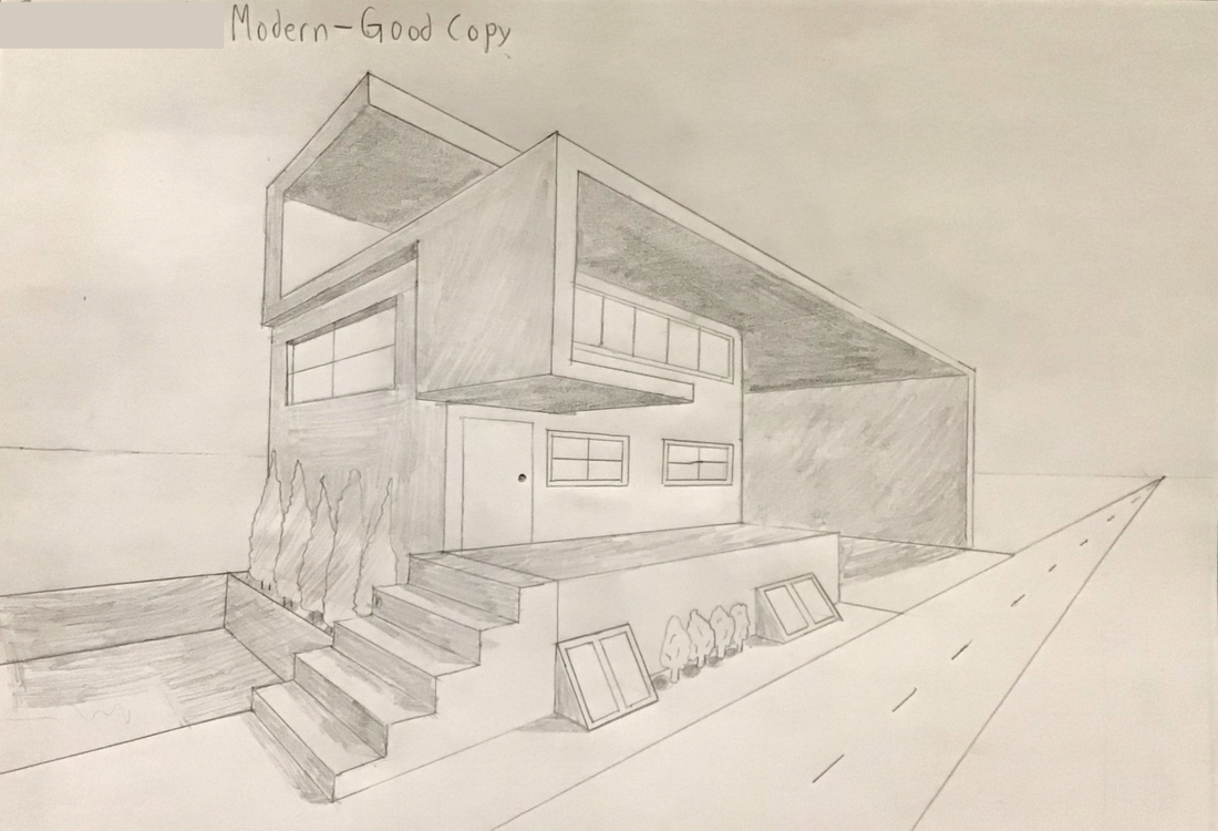 Aerial Perspective Drawing For Beginners, Modern House, Two Point  Perspective